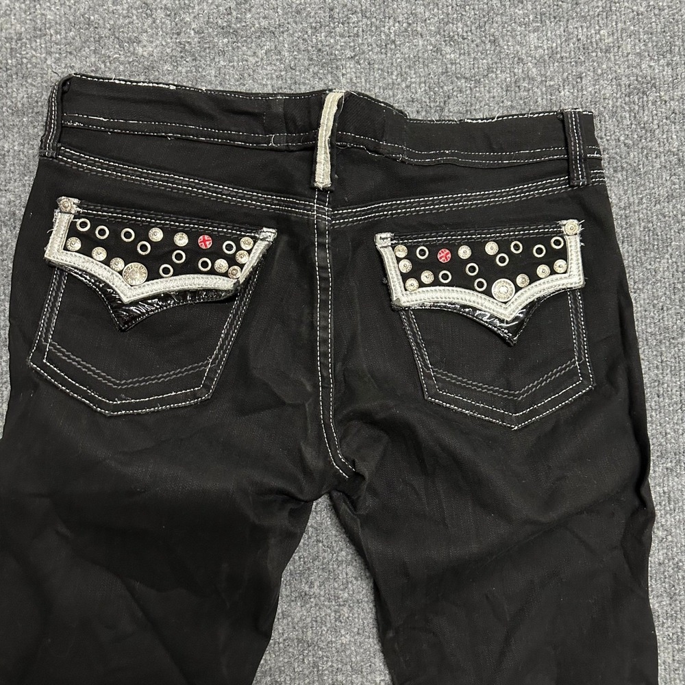 Pepe Jeans Denim Womens Size 27 Black Contrast Stitch Embellished Slim Fit Y2K